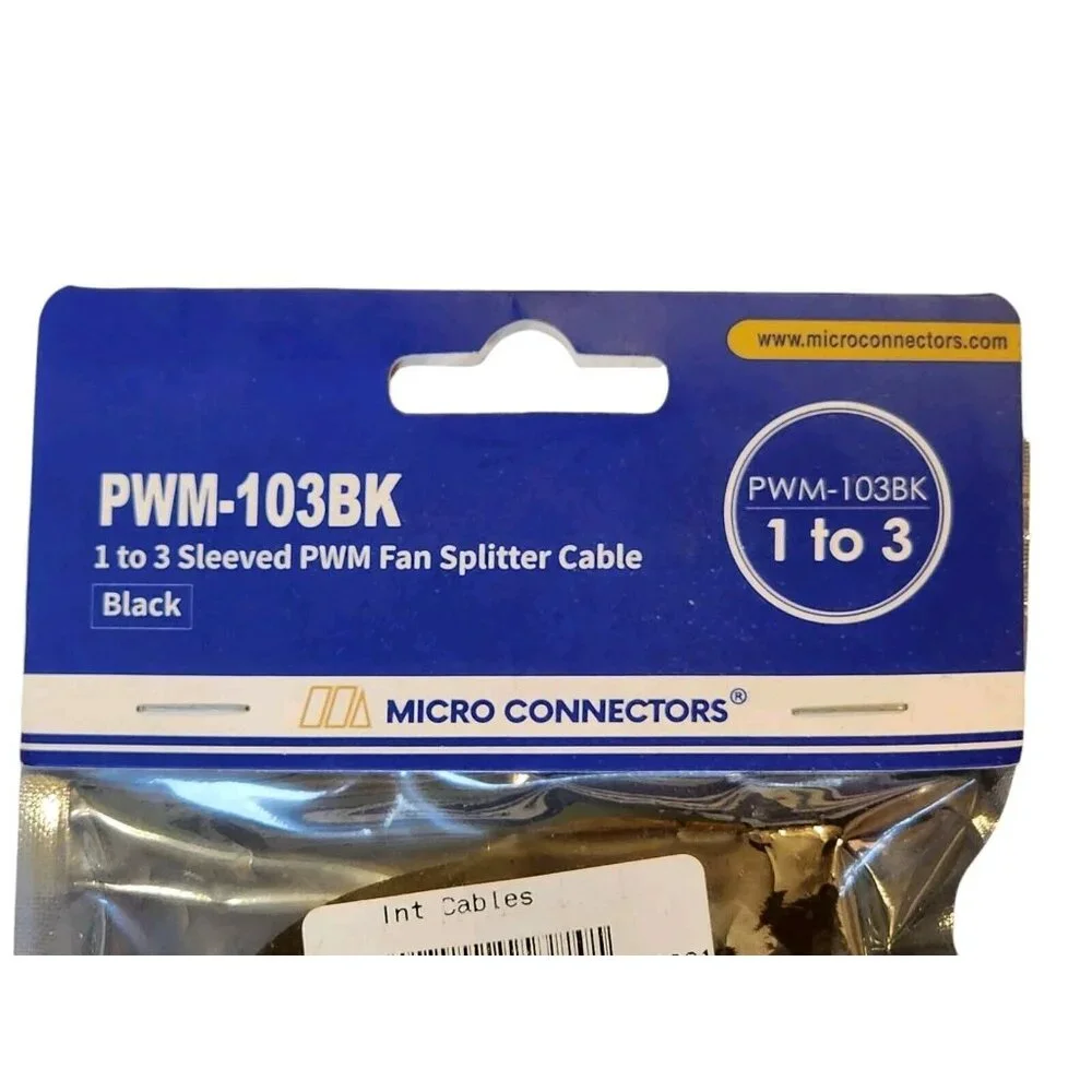 1 to 3 All Black Sleeved PWM 103BK Fan Splitter Cable Micro Connectors Parts